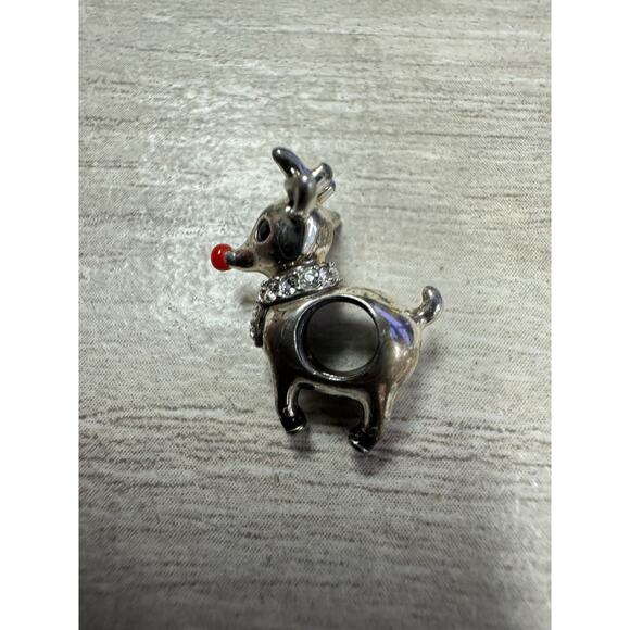 Sterling Silver Chamilia 925 Rudolph Red Nose Crystal Collar Charm Bracelet New - Picture 1 of 6